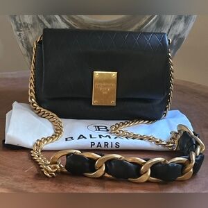 Balmain 1945 Soft Mini Shoulder/Crossbody Bag In Embossed Leather